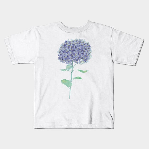 Hydrangea watercolor Kids T-Shirt by Designs by Twilight